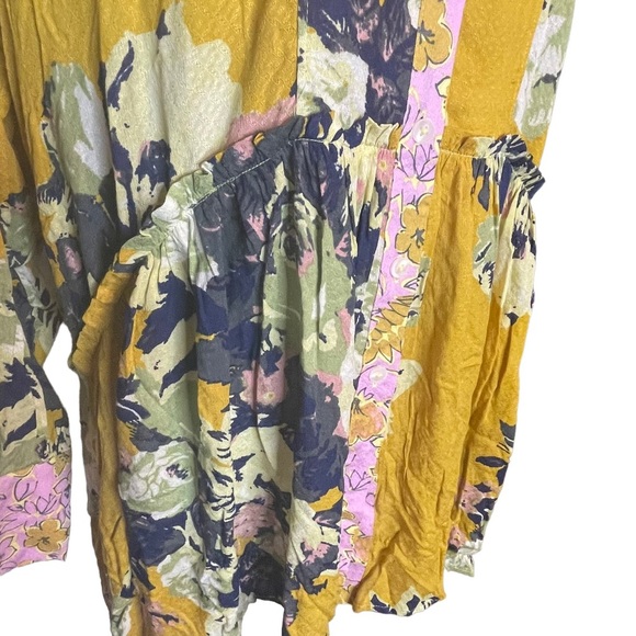 NWOT Free People Yellow Floral Brunch A ButtonUp Mini Dress/Blouse S - Picture 11 of 16